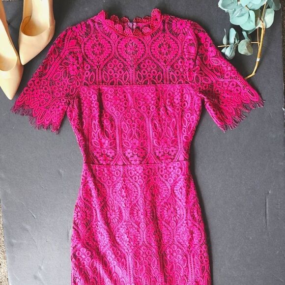 Lulu's purple lace high neck dress